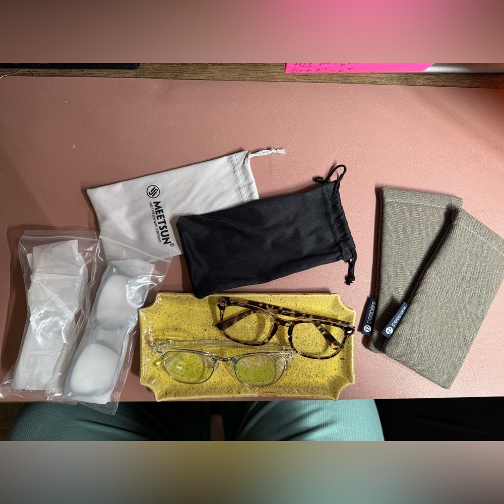 4 Pairs of Blue Light Glasses w/Assorted Cases